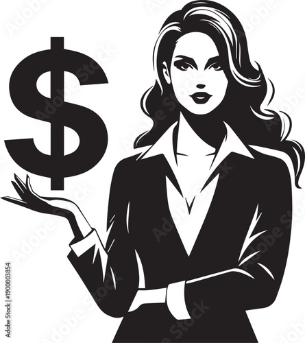 Person Holding Dollar Symbol Silhouette Representing Finance Wealth And Economy