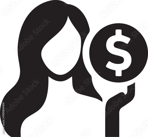 Person Holding Dollar Symbol Silhouette Representing Finance Wealth And Economy