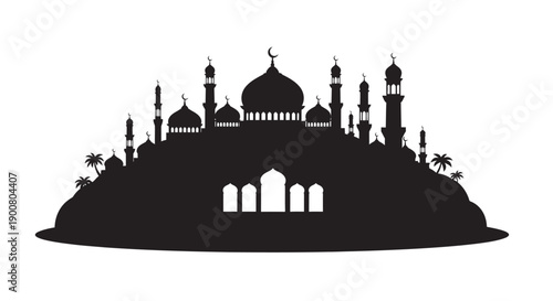 Ramadan Icon Silhouette Bowing with Quran