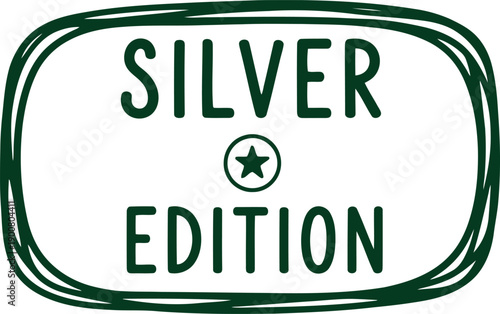Hand Drawn Silver Edition Badge Label with Star Icon for Premium Product Packaging and Branding