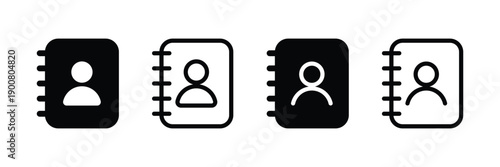 Set of Address book icon collection with different style.