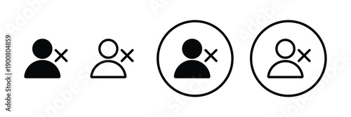 Set of Delete user icon collection. Different User profile with cross symbol.