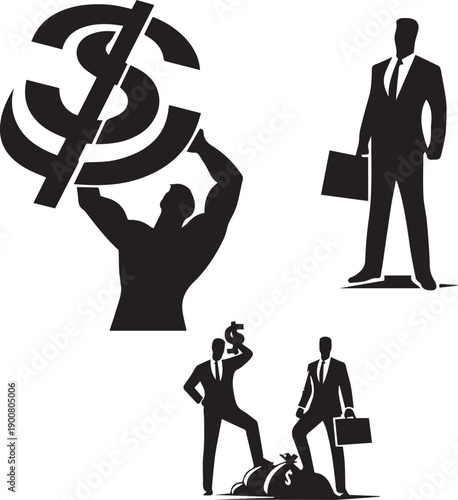 Person Holding Dollar Symbol Silhouette Representing Finance Wealth And Economy