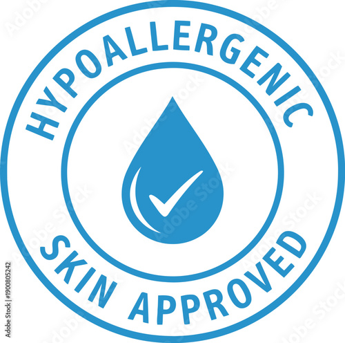 Hypoallergenic Skin Approved Badge Icon for Sensitive Skincare and Dermatology Products Packaging