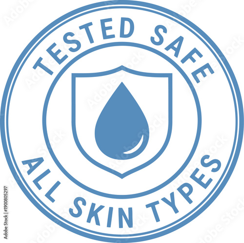 Tested Safe All Skin Types Badge Icon for Dermatology and Skincare Product Packaging