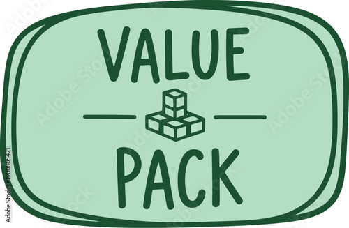 Hand Drawn Value Pack Label Icon for Discount Bundle Promotions and Retail Packaging
