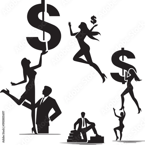Person Holding Dollar Symbol Silhouette Representing Finance Wealth And Economy