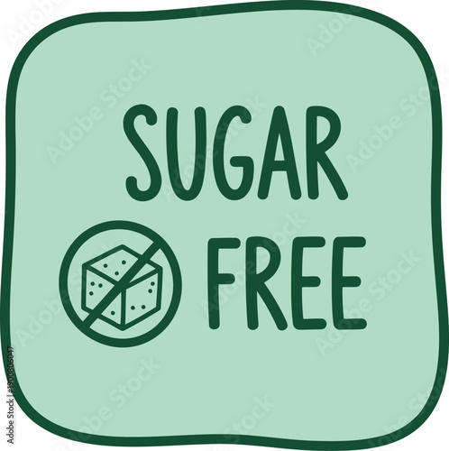 Hand Drawn Sugar Free Label Icon for Healthy Food Packaging and Diet Marketing