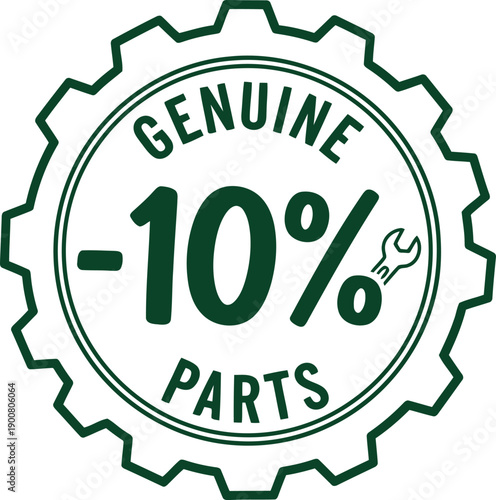 Genuine Parts 10 Percent Discount Badge Icon for Automotive Spare Parts Promotion