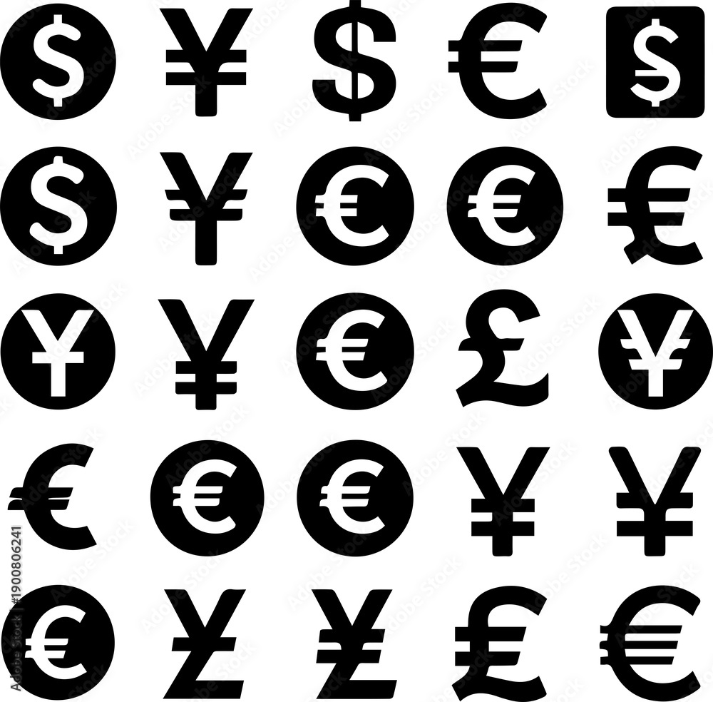 Obraz premium Silhouette with floating currency icons