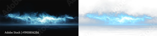 Tableau sur toile Lightning, electric, bolt, flash with dramatic storm energy in PNG format, perfe
