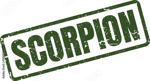 Iconic Green Grunge Stamp Indicating the Potent Scorpion Arachnid or Zodiac Sign