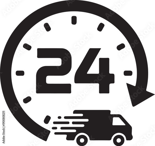 24 hours icon. 24 hours icon flat style on a white background.