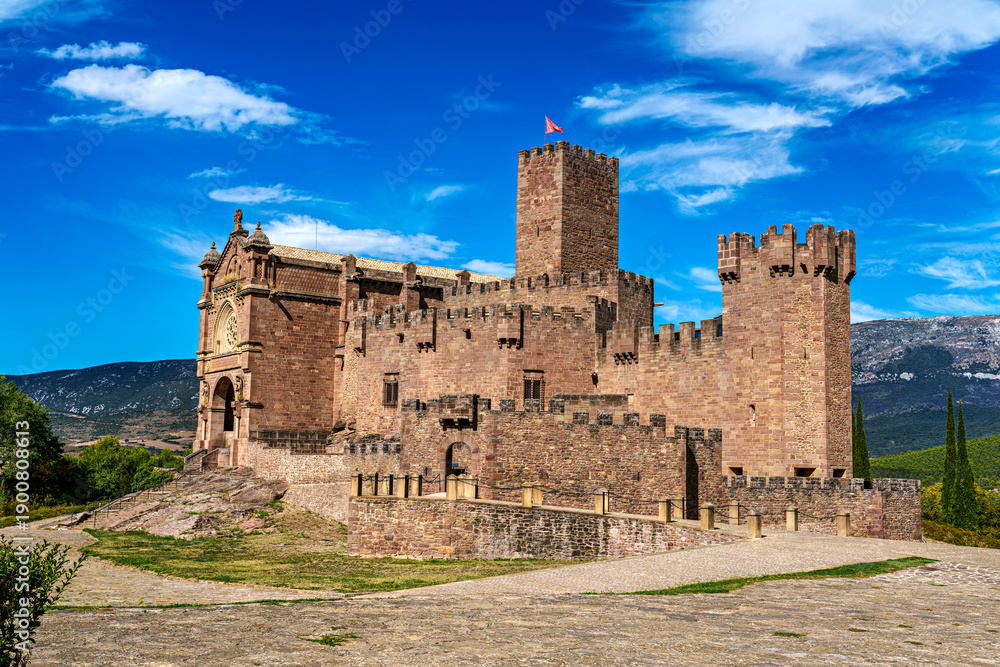 Naklejka premium The Basilica and Castle of Xavier, Castillo de Javier, Navarre, Spain.