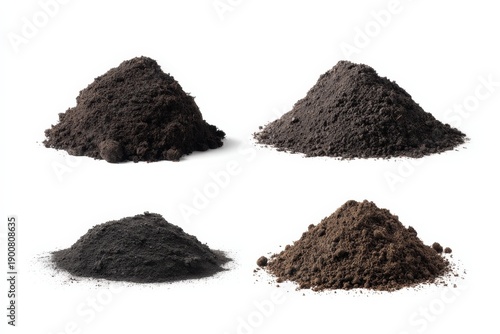 Different types of soil piles for gardening and agriculture