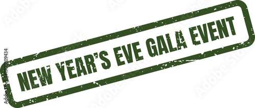 Green Grungy New Years Feast Rubber Stamp for Holiday Dining Celebrations and Culinary Events