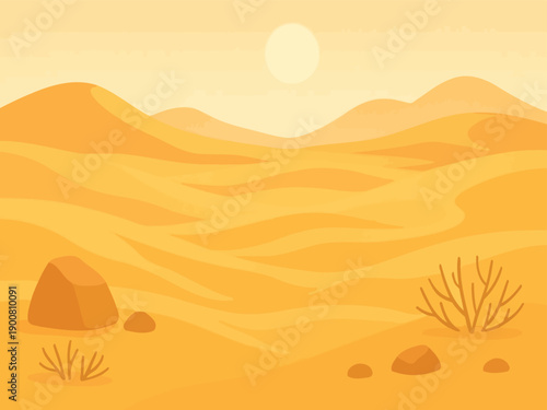 2D flat vector illustration of a desert landscape background