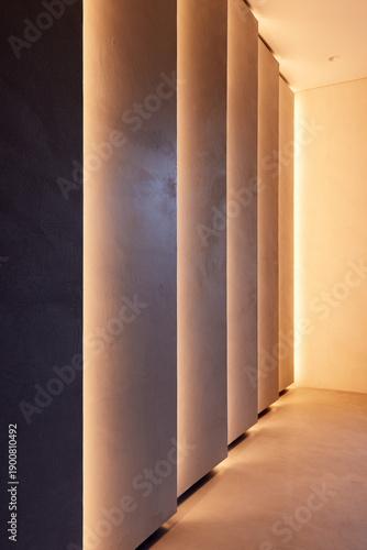 modern cabinet withbuilt-in lighting  in apartment