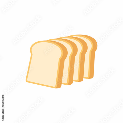Slices of bread arranged in a row on a clean surface viewed from the side