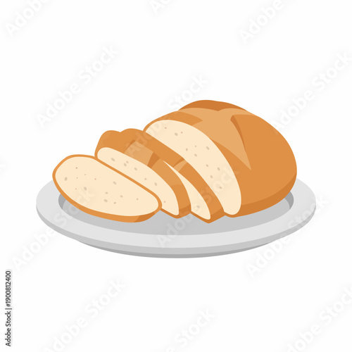 A sliced loaf of bread on a plate viewed from the side