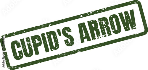 Cupids Arrow Grunge Green Rubber Stamp Mark for Valentines Day Romance Promotion