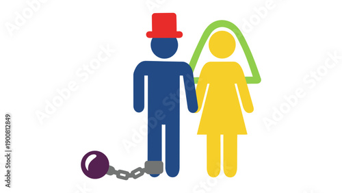 A symbolic illustration of a man and woman representing freedom and oppression