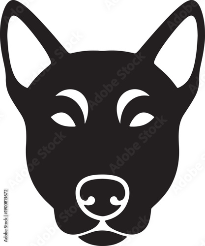 German shepherd head silhouette with alert pointed ears and focused expression on white background representing police canine service military working dog bravery and loyal household protection unit