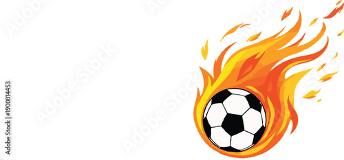 Flaming Soccer Ball Vector Illustration of a Flying Football on Fire for Sports Brand Championship and Match Design