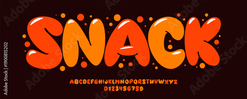 Food Font Logo Alphabet Bubble Balloon Letter Set Modern Typography, Cartoon Typographic Design for Comic Title Text, Kid Toy Headline, Playful Birthday Logotype, Bold Fun Fonts. Vector Typeface