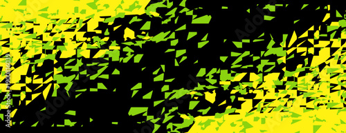 Abstract shattered geometric background with neon yellow and green shards on black