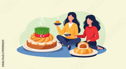 Two women enjoying traditional holiday foods together