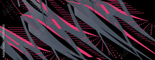 Abstract geometric racing livery design with pink and grey sharp shapes