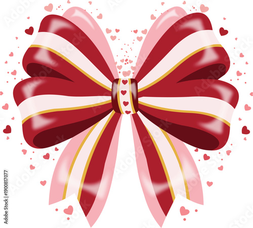 Valentine’s Day Red and Pink Bow with Hearts