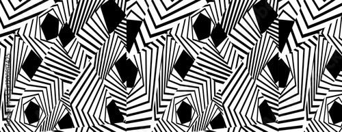 Modern psychedelic monochrome vector background with warped geometric textures