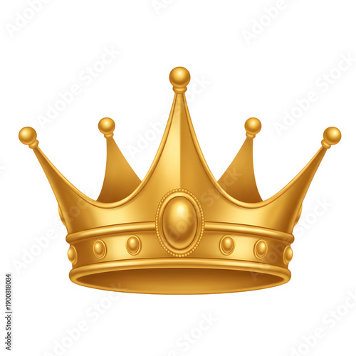 Realistic golden crown for a king or queen isolated on transparent background.