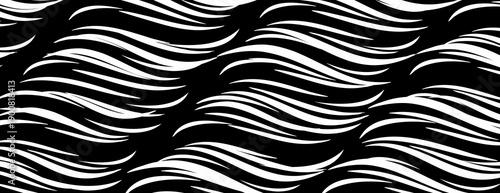 Abstract black and white wavy line pattern background