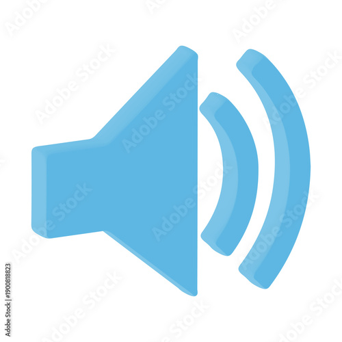 3D Volume Sound Icon in Blue Color for Audio Control, Sound On and UI UX Design – Transparent Background