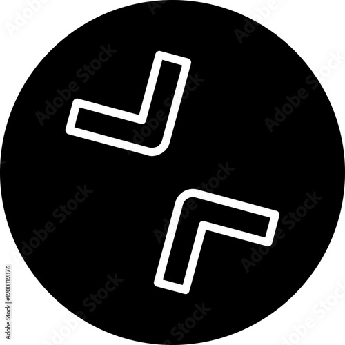 Two bent arrow shapes inside a circle