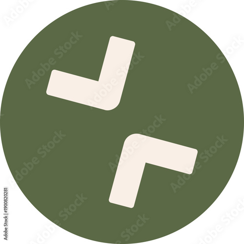 Two bent arrow shapes inside a circle