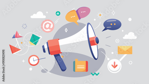 Modern Digital Marketing and Integrated Communication Concept Illustration