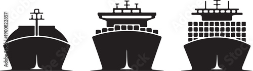cargo ship icon set. sea transportation symbols. oil tanker and lng tanker