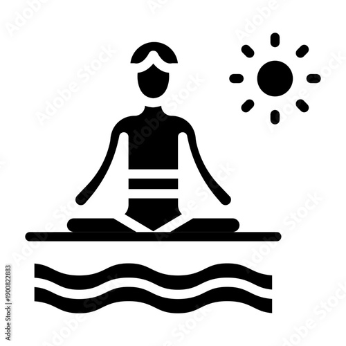 Beach Yoga Vector Icon