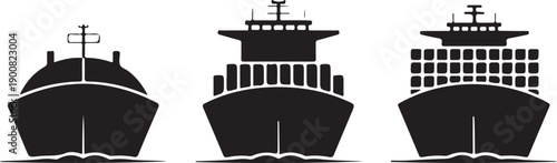 cargo ship icon set. sea transportation symbols. oil tanker and lng tanker