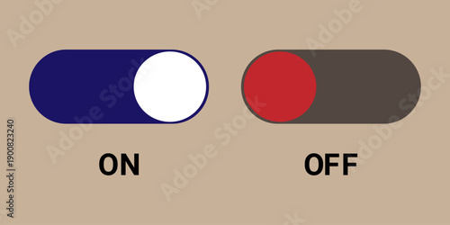 A simple graphic of two toggle switches one on and one off on a beige background.