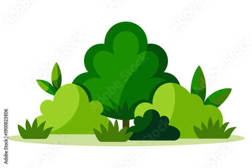 Collection of Natural Green Bushes with Dense Leaves