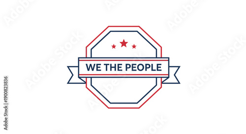 Modern emblem design emphasizing community and unity with patriotic elements and bold typography for social movement symbolism