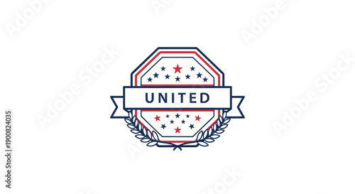Patriotic emblem with stars laurel wreath and bold united banner representing unity pride and national identity in a modern