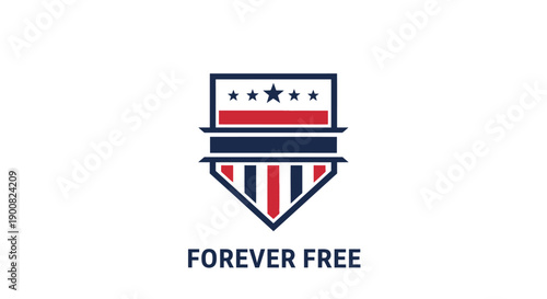 Patriotic emblem showcasing stars and stripes representing independence and freedom in a modern graphic design style