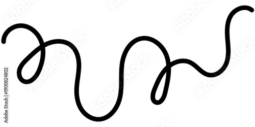 Continuous curvy cable-like threads create chaotic knot texture with thin and thick strokes in monochrome vector illustration for decorative border elements