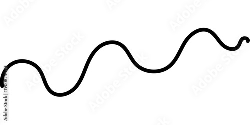 Black wavy line pattern with continuous curves and squiggles creates abstract flowing design for modern decor and creative backgrounds